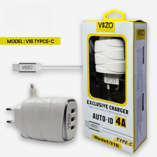 Vizo V16 Type-C 4A Fast Charger – 3 USB Ports